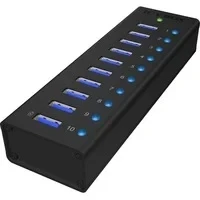 Abbildung von ICY BOX USB 3.2 Hub, 10 Port, Ladeport Alu Gehäuse Adapter Typ A, mit Netzteil