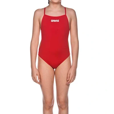 Abbildung von arena Solid Lightech Junior Einteiliger Badeanzug für Mädchen, Sport Chlorbeständiges MaxLife Material mit UV Schutz Faktor 50+