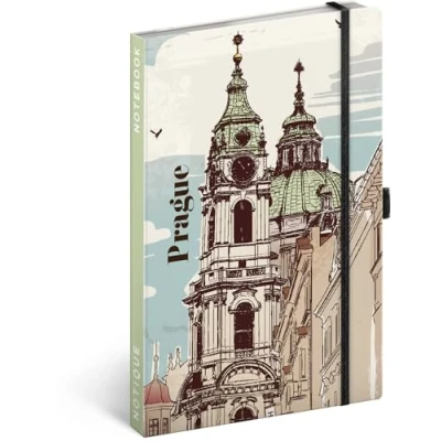 Abbildung von NOTIQUE Notizbuch Liniert mit Gummiband 13x21cm ca. A5, Designer Hardcover Notebook, Notizblock, Notizheft, Journal, Tagebuch für Erwachsene, Damen (Prag)