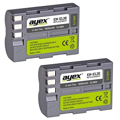 Abbildung von ayex 2x EN EL3e Akku für zB Nikon D70 D80 D90 D100 D200 D300s D700 Kamera