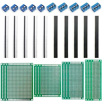 Abbildung von Nabance 32Stk Leiterplatte Kit PCB Board 5x7 4x6 3x7 2x8cm Doppelseitig Lochrasterplatte Lochrasterplatine Platine 12 Universal Board+10 Kopfleiste +10 Screw Terminal
