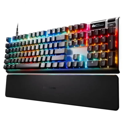 Abbildung von SteelSeries Apex Pro Gen 3 HyperMagnetic Gaming Tastatur OmniPoint 3.0 Switches anpassbares Ansprechverhalten Rapid Trigger Tap/SOCD OLED RGB PBT Keycaps US Layout QWERTY