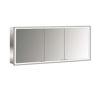 Abbildung von Emco Prime Facelift Lichtspiegelschrank, 1600 mm, 3 Türen, Unterputzmodell, 9497, Farbe: Aluminium/Weiss