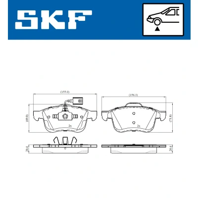 Abbildung von SKF VKBP 80476 E Bremsbelagsatz inkl. Verschleißwarnkontakt