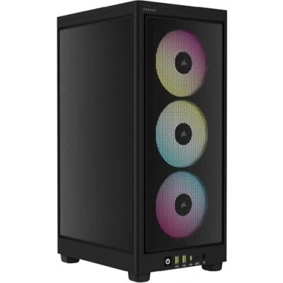 Abbildung von Corsair iCUE 2000D RGB Airflow PC Gehäuse Mini ITX Form Platten aus Stahl 3 x Slim AF120 inklusive Lighting Node Core Controller Schwarz