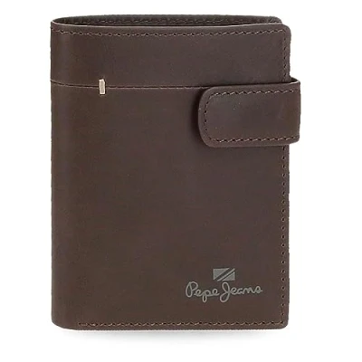 Abbildung von Pepe Jeans Staple Vertikale Geldbörse mit Klickverschluss, braun, 8,5 x 10,5 1 cm Leder, Talla única, Klickverschluss