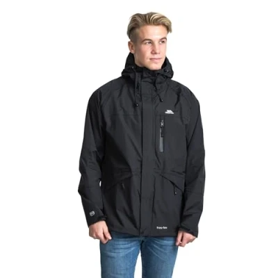 Abbildung von Trespass Corvo Jacket, Black, XXS, Wasserdichte Jacke für Herren, XX Small / 2XS 2X Small, Schwarz