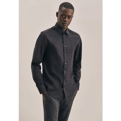 Abbildung von Seidensticker Herren Business Hemd Extra Slim Fit Bügelfrei Kent Kragen Langarm 100% Baumwolle, Schwarz (Schwarz 39), 36 EU