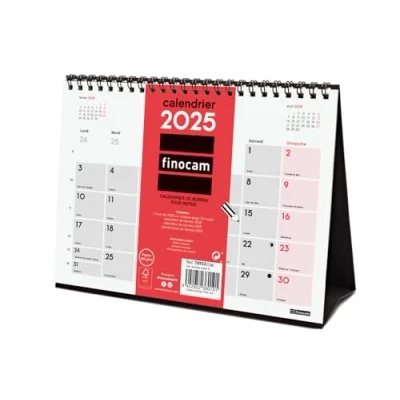 Abbildung von Finocam Neutraler Schreibtischkalender zum Schreiben 2025 1 Monat pro Seite Januar Dezember (12 Monate) Französisch
