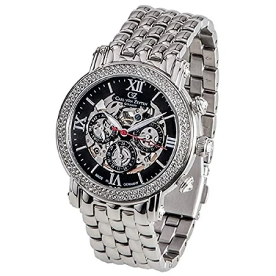 Abbildung von Carl von Zeyten Automatikuhr Kniebis CVZ0062BKMS, Armbanduhr, Damenuhr, Made in Germany, Mechanische Uhr, Datum