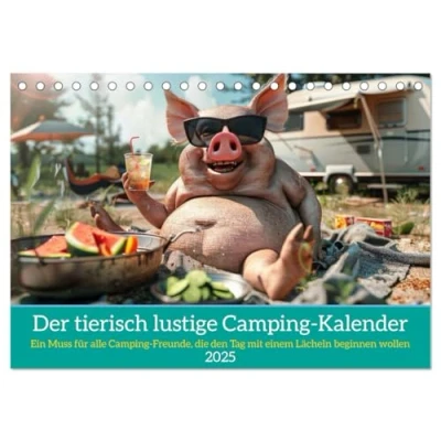 Abbildung von Der tierisch lustige Camping Kalender (Tischkalender 2025 DIN A5 quer), CALVENDO Monatskalender