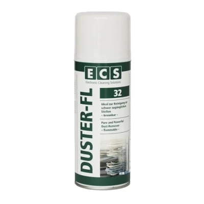 Abbildung von ECS 32 Duster FL Druckluftspray/Druckluftreiniger mit 100 mm Sprühverlängerung Air Druckluft aus der Dose 400 ml für kontaklose Reinigung