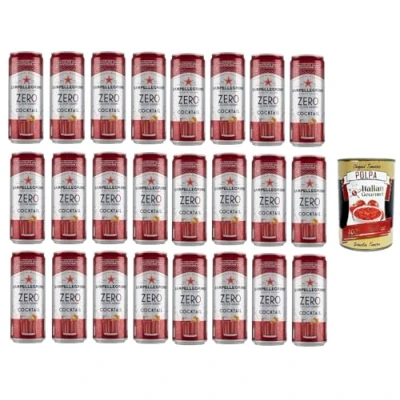 Abbildung von 72x San Pellegrino cocktail Zero Ingwer dosen ohne Zucker 33cl Aperitivo Softdrink Alkohol + italian gourmet polpa 400g
