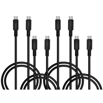Abbildung von Callstel USB C Kabel: 4er Set ultraflexible Silikon Lade /Datenkabel C/ C, 1m, schwarz (USB Ladekabel, Ladekabel)