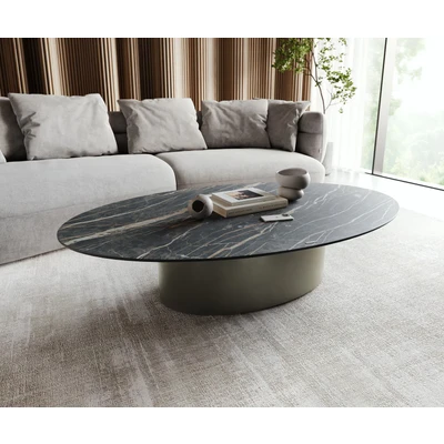 Abbildung von DELIFE Couchtisch Casilda, Keramik Laminam®Noir Desir Braun 150x90 cm Mittelfuß