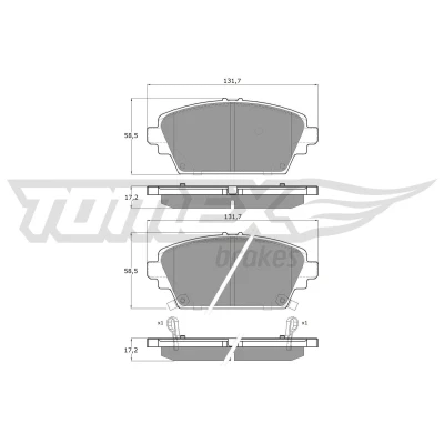 Abbildung von TOMEX brakes TX 12 63 Bremsbelagsatz Vorderachse mit akustischer Verschleißwarnung HONDA: Accord 7 Limousine, 6 Schrägheck