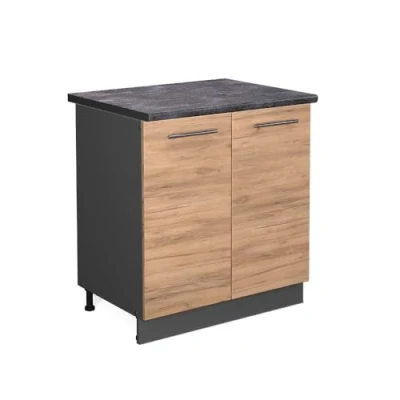 Abbildung von Vicco Spülenunterschrank Fame Line, Goldkraft Eiche/Anthrazit, 80 cm, AP Anthrazit