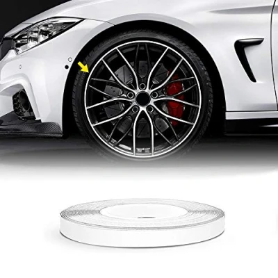 Abbildung von 4R Quattroerre.it 10340 Reflektierende Dekorstreifen für Felgen mit Applikator, Wheel Trim Stripes Weiß, 7 mm x 6 mt