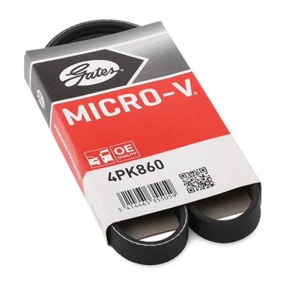 Abbildung von GATES Micro V 4PK860 Keilrippenriemen 860 4 Polyester, EPDM (Ethylen Propylen Dien Kautschuk) BMW: 7, 5 Limousine, X3