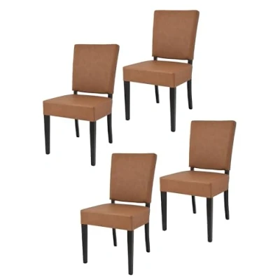 Abbildung von t m c s Tommychairs 4er Set Moderne Stühle Genny für Küche und Esszimmer, robuste Struktur aus lackiertem Buchenholz Farbe Wengeholz, Gepolstert mit Kunstleder in der Lederfarbe bezogen