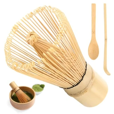 Abbildung von Matcha Set, ELEPRUC 100 Zinken Whisk(Chasen), Traditionelle Schaufel (Chashaku), Teelöffel, Schneebesen, MatchaBesen, Bambusbesen, Japanisches Zubehör für Tee Zeremonie