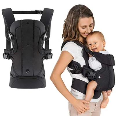 Abbildung von Fillikid Babytrage Walk 4in1 Schwarz, Kindertrage Bauchtrage Rückentrage für Babys &amp; Kleinkinder (3,5 15 kg)