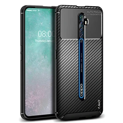 Abbildung von J&amp;D Kompatibel Für Oppo Reno2 Z/Oppo F Hülle, [Carbon Fiber Pattern] [Leichtgewichtig] [Fallschutz] Stoßfest TPU Slim und Anti Kratzer Weich Hülle [Nicht Reno2] Schwarz