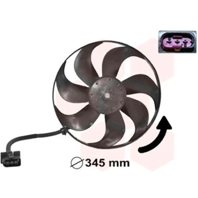 Abbildung von VAN WEZEL 5888744 Lüfter 345 12 250/60 VOLKSWAGEN: Bora Limousine, Golf 4 Schrägheck, Polo IV SEAT: Leon I Arosa
