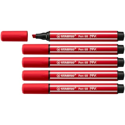 Abbildung von Premium Filzstift mit dicker Keilspitze STABILO Pen 68 MAX 5er Pack karmin