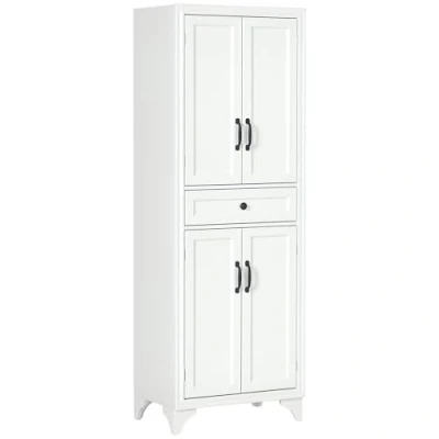 Abbildung von HOMCOM Sideboard mit 4 Türen, 2 Schränke und 1 mittlere Schublade, Höhe 170 cm, verstellbarem Einlegeboden, Weiß