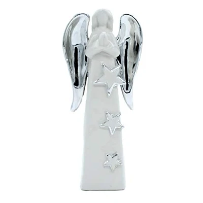 Abbildung von DARO DEKO Keramik Engel stehend Silber weiß 25cm