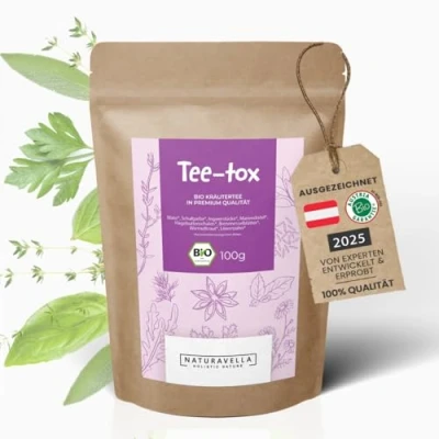 Abbildung von Dr. Elisabeth Tee tox Bio Bitter Kräuter mit Mate, Schafgarbe, Ingwer, Mariendistel, Brennnessel Leber ca. 50 Tassen Lose 100g