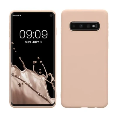 Abbildung von kwmobile Hülle kompatibel mit Samsung Galaxy S10 weiches TPU Silikon Case Cover geeignet für kabelloses Laden Coconut Swirl