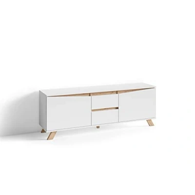 Abbildung von byLIVING TV Board Valentin, Moderne Artisan Eiche Kombination mit weiß, Lowboard/Sideboard, robuste Melamin Optik, Holzwerkstoff, B 160, H 60, T 38 cm