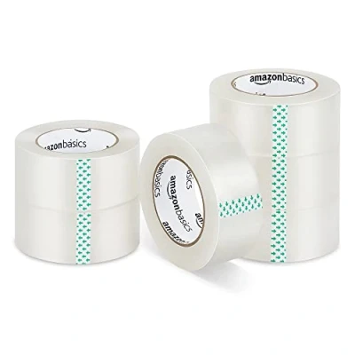 Abbildung von Amazon Basics Transport und Packband, 4,77 cm Breite x 99,6 m, Kristallklar, 6 Stück, Durchsichtig