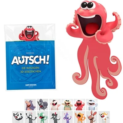 Abbildung von KXT Witzige 3D Lesezeichen Original AUTSCH! Cartoon Tiere Lustiges Geschenk für Kinder und Erwachsenee (Krake)