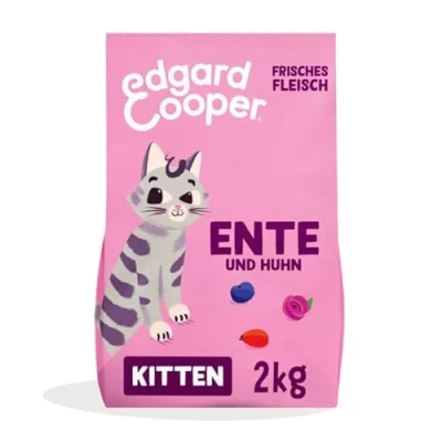 Abbildung von Edgard &amp; Cooper Kitten Trockenfutter, (Ente Huhn, 2kg), Getreidefrei, voll von frischem Fleisch und natürlichen Zutaten, geeignet für sterilisierte aktive Katzen