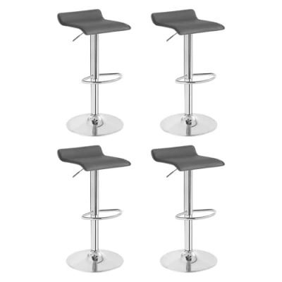 Abbildung von WOLTU 4er Set Barhocker Design Stuhl Drehstuhl Tresenstuhl，stufenlose Höhenverstellung, verchromter Stahl Kunstleder Grau BH11gr 4