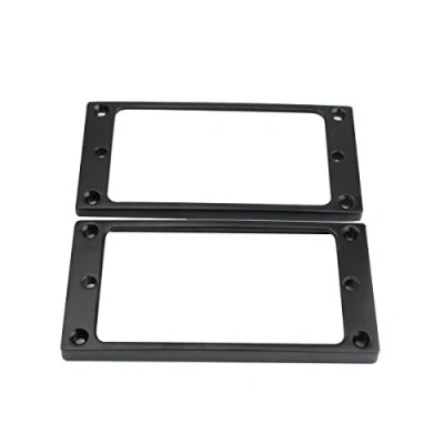 Abbildung von Guyker Flat Metal Humbucker Pickup Mounting Ring Set Bridge Neck Pickups Cover Frame Replacement Part for Electric Guitar or Precision Bass(2PCS, Black)