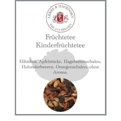 Abbildung von Lerbs &amp; Hagedorn, Früchtetee Kinderfrüchtetee 250g (ca.18 Liter) Hibiskus, Apfelstücke, Hagebuttenschalen, Holunderbeeren