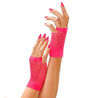 Abbildung von Widmann S.r.l. Kostüm Fingerlose Netz Handschuhe Kurz, Neon Pink