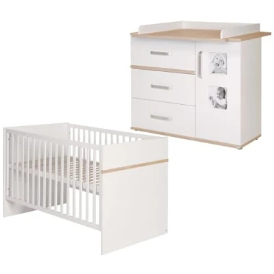 Abbildung von roba Kinderzimmerset, Holzwerkstoff, Weiss, Bett: 81x76x143 cm, Wk.: 102x117x78 cm