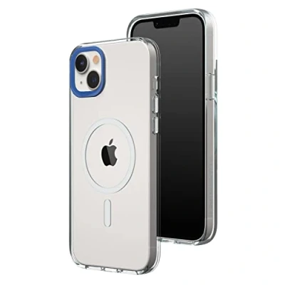 Abbildung von RhinoShield Clear Case kompatibel mit MagSafe für [iPhone 14 Plus]Überragende Magnetstärke, Vergilbungsresistenz, Kristallklar, optimaler Schutz und personalisierbar Kobaltblau Kamera Ring