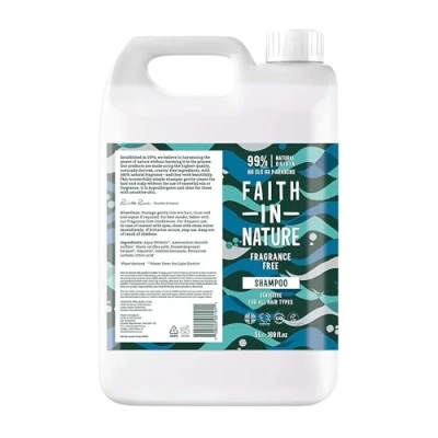 Abbildung von Faith In Nature Natural Fragrance Free Shampoo, Sensitive, Vegan &amp; Cruelty Free, No SLS or Parabens, For All Hair Type, 5L Refill Pack