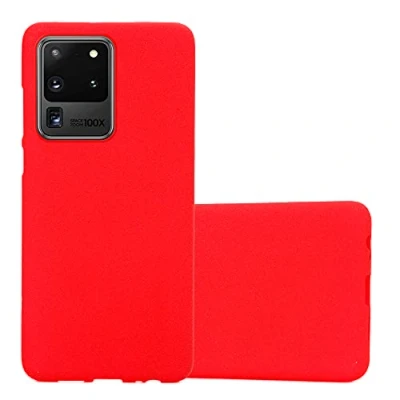 Abbildung von Cadorabo Hülle kompatibel mit Samsung Galaxy S20 Ultra Schutzhülle TPU Silikon Case Frost Design Slim Kratzfest Weiche Gummi Rundumschutz für in Rot