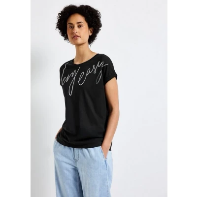 Abbildung von Street One MIT Folien Wording Tshirt print, Damen, Größe: 38, Schwarz