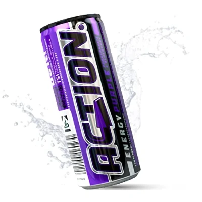 Abbildung von ACTION Energy Purple 24 x 250 ml EINWEG Drink mit Granatapfel Heidelbeer Geschmack, 32mg/100ml Koffein Energiekick