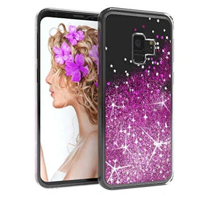 Abbildung von EAZY CASE Hülle kompatibel mit Samsung Galaxy S9 Schutzhülle Flüssig Glitzer, Handyhülle, Schutzhülle, Back Cover Glitter Flüssigkeit, aus TPU/Silikon, Transparent/Durchsichtig, Lila