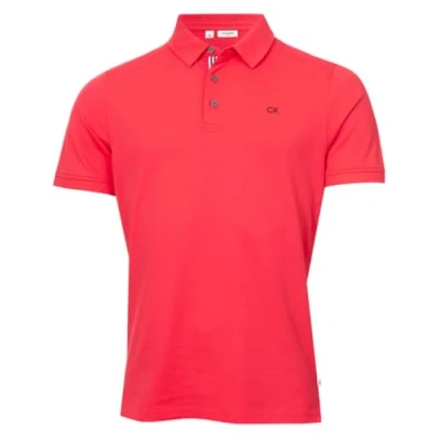 Abbildung von Calvin Klein Herren Campus 3 Knopf Kragen Polo Hemd Himbeersport L