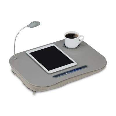 Abbildung von relaxdays Laptop Tablett Laptopkissen mit Licht grau, Faserplatte